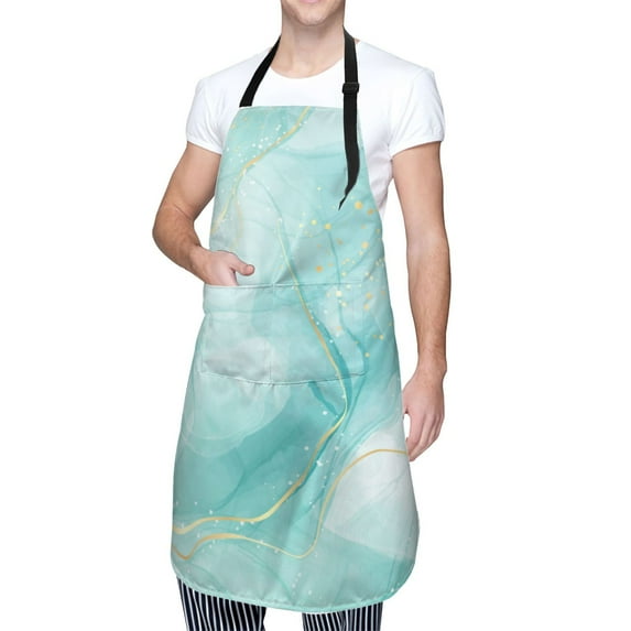 Kdxio Blue Marble Apron with Pockets Adjustable Kitchen Aprons for Men Women Waterproof Aprons for Cooking,Drawing,Crafting, Baking Household Cleaning