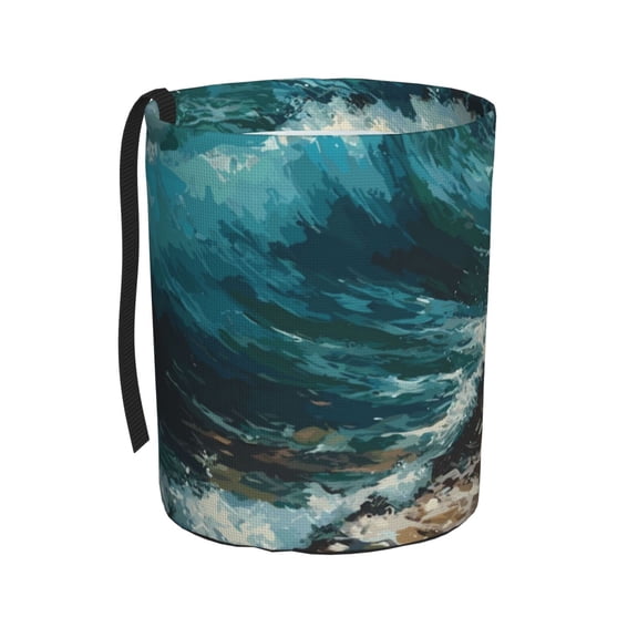 Kdxio Blue Ocean Waves Car Trash Can Garbage Car Accessories Trash Can Car Waste Bin for for Driver and Passenger Any Vehicle