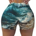 thumbnail image 1 of Kdxio Blue Ocean Waves Print Workout Shorts for Women Seamless Soft Smooth Gym Yoga Scrunch Active Shorts, 1 of 5