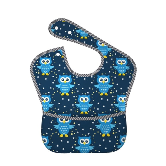 Kdxio Blue Owl Bibs For Babies, Baby Bibs for Eating, Toddler Bibs, Waterproof Bibs, Feeding Bibs, for Toddlers, Boys, Girls