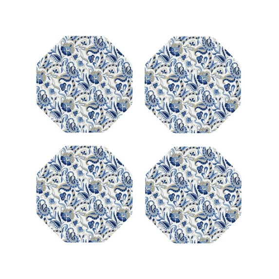 Kdxio Blue Paisley Funny Coasters,4 Pcs Leather Coasters,Housewarming Gifts,Protect Furniture from Water Marks Scratch and Damage