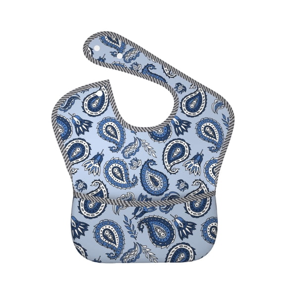 Kdxio Blue Paisley Pattern Vintage Bibs For Babies, Baby Bibs for Eating, Toddler Bibs, Waterproof Bibs, Feeding Bibs, for Toddlers, Boys, Girls