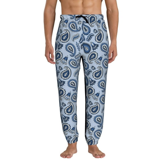 Kdxio Blue Paisley Pattern Vintage Pattern Joggers,Sweatpants for Men with Pockets-3X-Large