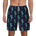 thumbnail image 1 of Kdxio Blue Seahorse Print Men'S Swim Trunks With Compression Liner 7 Inch Inseam Quick Dry Swim Shorts, 1 of 7