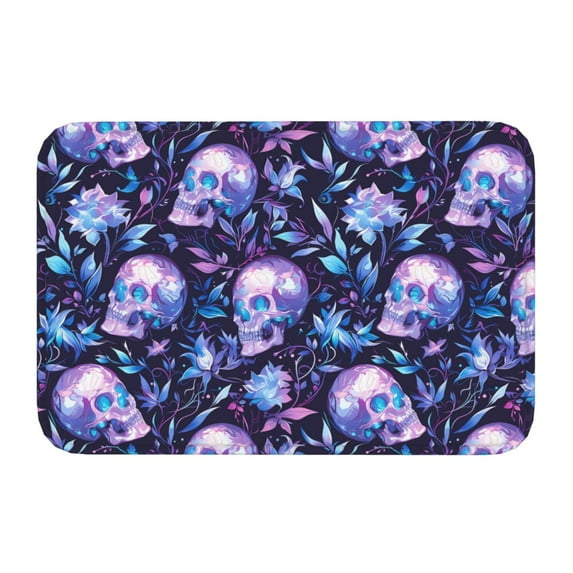 Kdxio Blue Skull Crystal,16" x 24", Non-Slip Front Door Mats,Outdoor Welcome Mat Washable