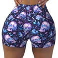 thumbnail image 1 of Kdxio Blue Skull Crystal Print Workout Shorts for Women Seamless Soft Smooth Gym Yoga Scrunch Active Shorts, 1 of 5