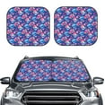 thumbnail image 1 of Kdxio Blue Skull Flower Print 2-Piece Sun Shade Front Windshield - Foldable Car Front Window Sunshades for Most Sedans SUV Truck, 1 of 6
