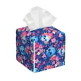 thumbnail image 1 of Kdxio Blue Skull Flower Print Tissue Box Cover,Square Decorative PU Leather Facial Paper Case Organizer Holder Dispenser for Bathroom,Night Stands,Desk,Car 5.2''X5.2''X5.2'', 1 of 6
