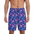 thumbnail image 1 of Kdxio Blue Skull Leaf Print Mens Sleep Shorts Bottoms Soft Comfy Pajama Wear Pants with Drawstring Pockets, 1 of 5