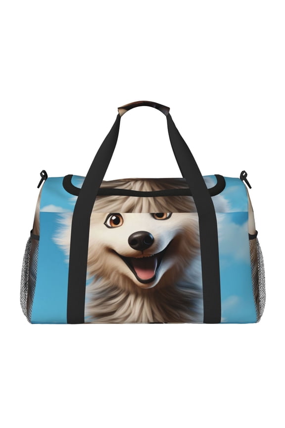 Blue Sky Cute Wolf Travel Duffel Bag Gym Bag Weekender Travel Bag Gym Bag for Women &Men Airplane Travel Essentials for Flying