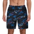 thumbnail image 1 of Kdxio Blue Sports Car Print Men's Swim Trunks with Compression Liner 7 Inch Inseam Quick Dry Swim Shorts, 1 of 7