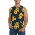 thumbnail image 1 of Kdxio Blue Striped Sunflower A for Men's Muscle T-shirt,Sleeveless for Workout Running Athletic Gym Lounge Casual, 1 of 5