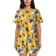 thumbnail image 1 of Kdxio Blue Striped Sunflower Print Pajamas Sets for Women Short-Sleeved Pjs with Lounge Shorts Two Piece Sleepwear S-4XL, 1 of 5