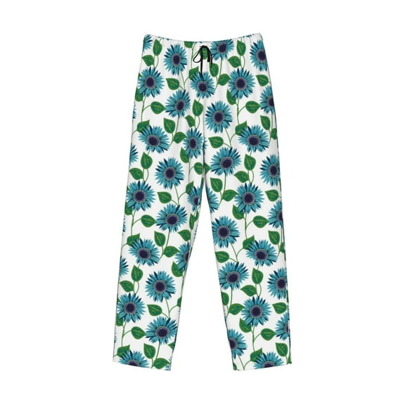 Kdxio Blue Sunflowers Print Men's Sleep Pajama Pant Lounge Pants with Pockets