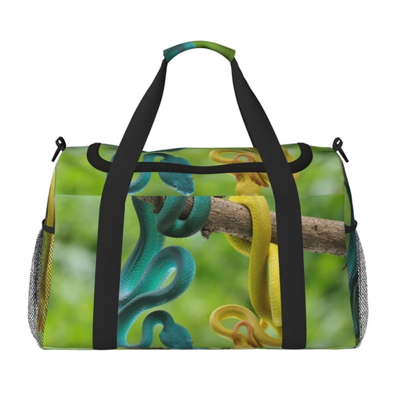 Kdxio Blue Viper And Yellow Viper Snake Travel Duffel Bag Gym Bag Weekender Travel Bag Gym Bag for Women &Men Airplane Travel Essentials for Flying