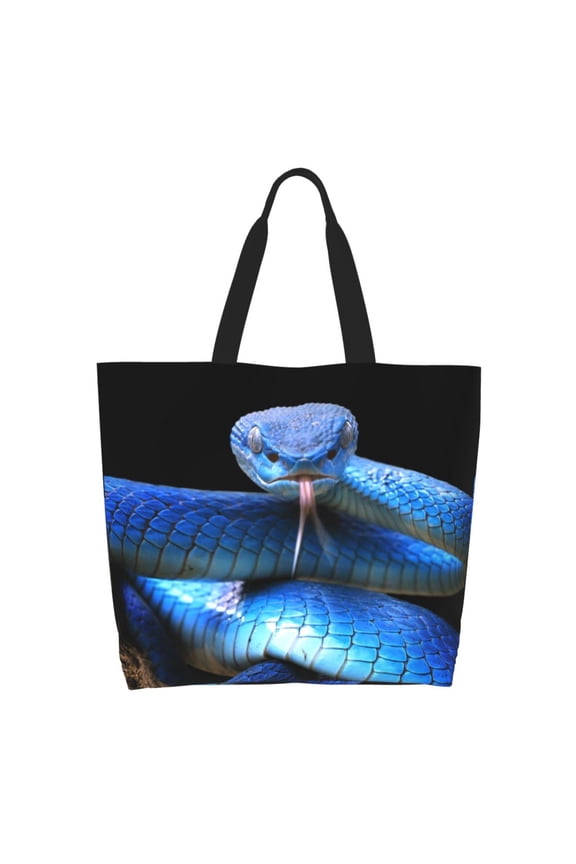 Blue Viper Snake Casual Tote Bags Women Big Capacity Shoulder Bag for Women Travel Shoulder Bags Handbags