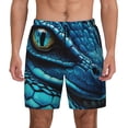 thumbnail image 1 of Kdxio Blue Viper Snake Closeup Face Print Men's Swim Trunks with Compression Liner 7 Inch Inseam Quick Dry Swim Shorts, 1 of 5
