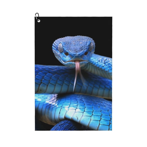 Kdxio Blue Viper Snake Pattern Golf Towel (24" X 16") with Carabiner Clip - The Convenient Golf Cleaning Towel