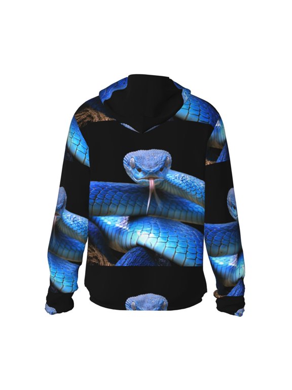 Blue Viper Snake Print Women Men Sun Protection UPF 50+ Jackets Zip Up Long Sleeve Hoodie Hiking Lightweight with Pockets