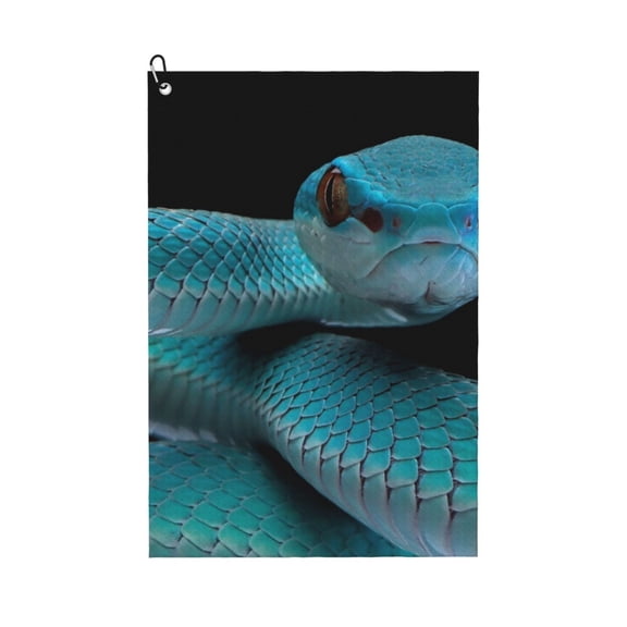 Kdxio Blue Viper Snake1 Pattern Golf Towel (24" X 16") with Carabiner Clip - The Convenient Golf Cleaning Towel