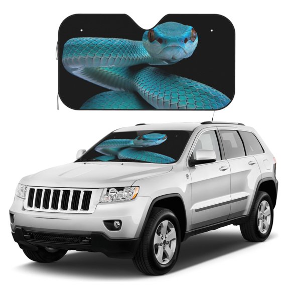 Kdxio Blue Viper Snake1 Print Windshield Sun Shade, Foldable Sun Blocker for Car,Truck,SUV Automotive Interior Sun Protection,Reflective Shade for Front Windshield(Small)