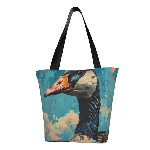 Kdxio Blue Watercolor Duck Women Reusable Grocery Bags Foldable Ripstop,Reusable Shopping Bags for Shopping,Gym,Gift