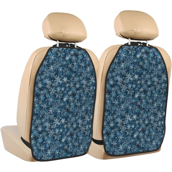 Kdxio Blue and White Gradient Snowflake Print 2 Pack Car Kick Mat Seat Cover Back Protector Mat with Pockets for Organizer Backseat Protector and Storage Anti Kick Pad for Vehicles