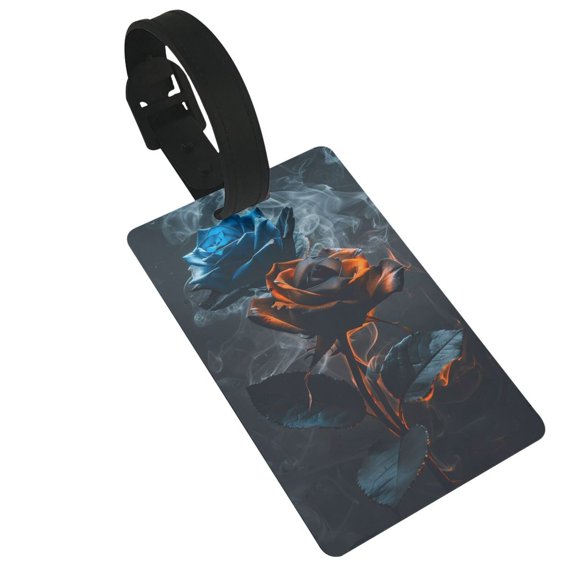 Kdxio Blue and Red Roses Artwork Luggage Tags Privacy Cover ID Label Suitcase Tags Identifiers For School Bags,Suitcases