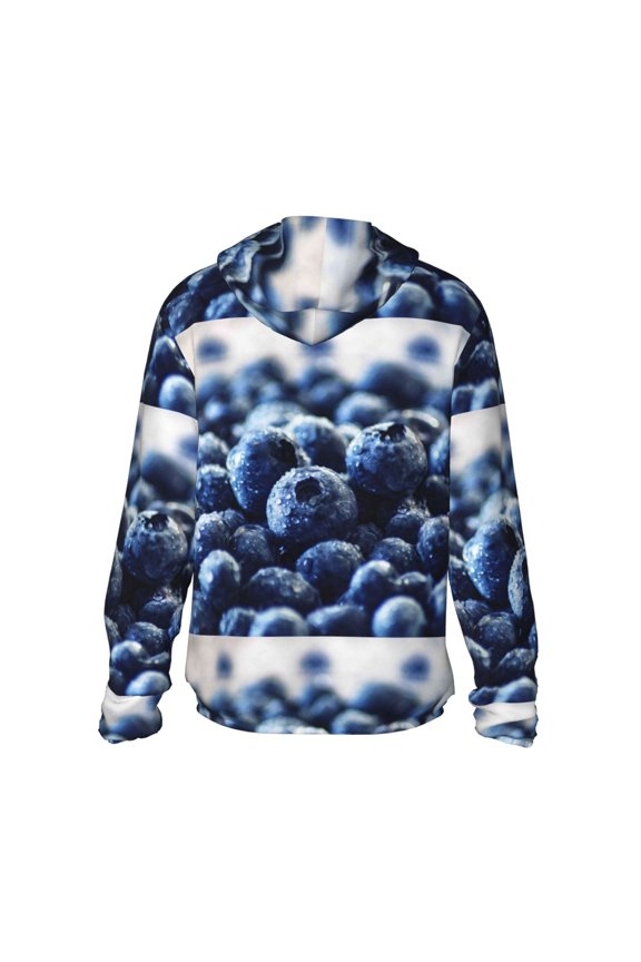 Blueberry Print Women Men Sun Protection UPF 50+ Jackets Zip Up Long Sleeve Hoodie Hiking Lightweight with Pockets