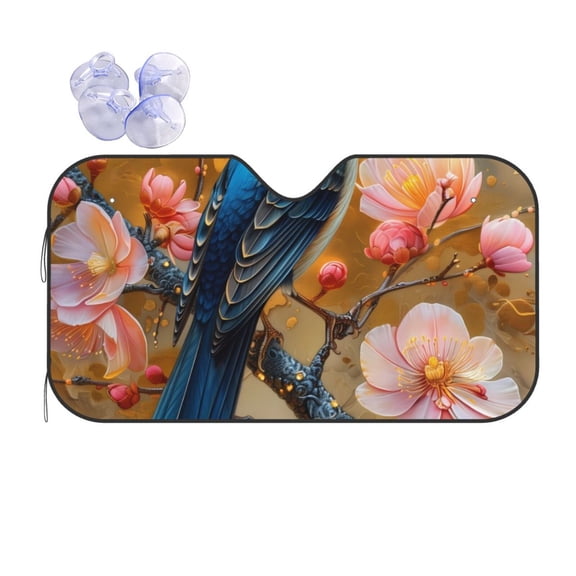 Kdxio Bluebird Blossom Elegance Print Front Windshield Sun Shade,Folding Auto Sunshade for Car Truck SUV-Medium