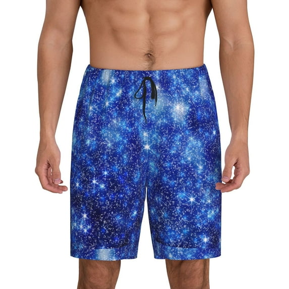 Kdxio Blurred Star Snow Christmas Print Mens Sleep Shorts Bottoms Soft Comfy Pajama Wear Pants with Drawstring Pockets