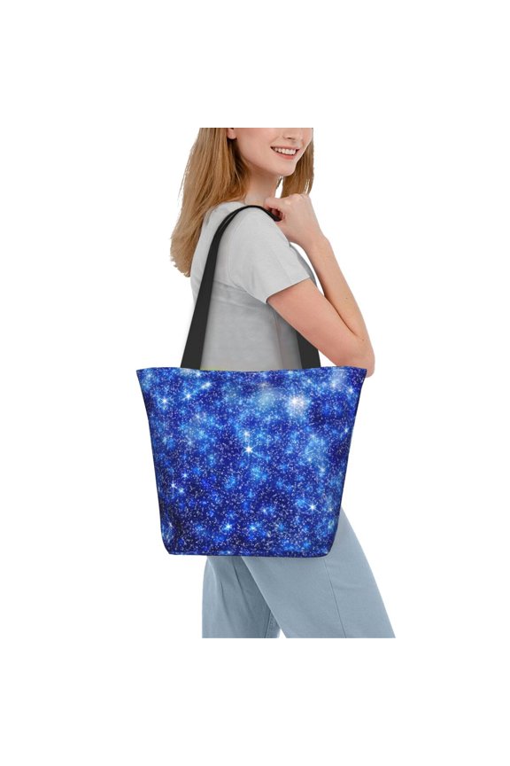 Blurred Star Snow Christmas Women Reusable Grocery Bags Foldable Ripstop,Reusable Shopping Bags for Shopping,Gym,Gift
