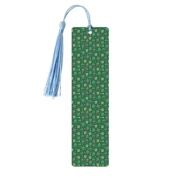Kdxio Boba Milk Tea Print Metal Tassel Bookmarks,Perfect Gift for Art Lovers and Bookworms Metal Bookmarks for Women