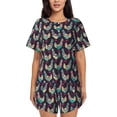 thumbnail image 1 of Kdxio Bohemian Chicken Print Pajamas Sets for Women Short-Sleeved Pjs with Lounge Shorts Two Piece Sleepwear S-4XL, 1 of 9