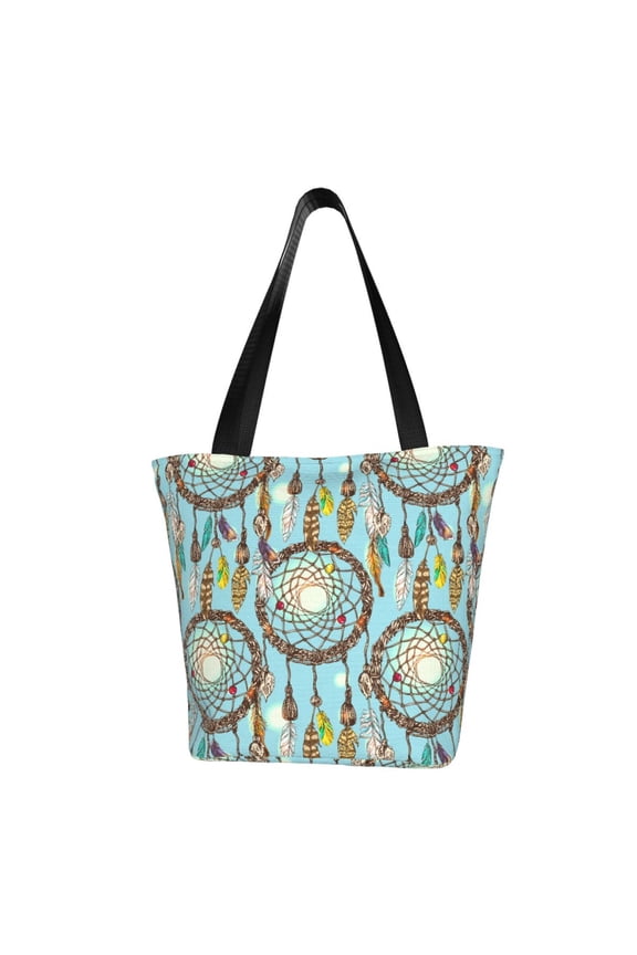 Boho Dreamcatcher 1 Women Reusable Grocery Bags Foldable Ripstop,Reusable Shopping Bags for Shopping,Gym,Gift