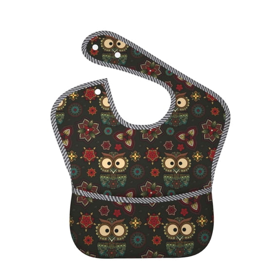 Kdxio Boho Owl Bibs For Babies, Baby Bibs for Eating, Toddler Bibs, Waterproof Bibs, Feeding Bibs, for Toddlers, Boys, Girls