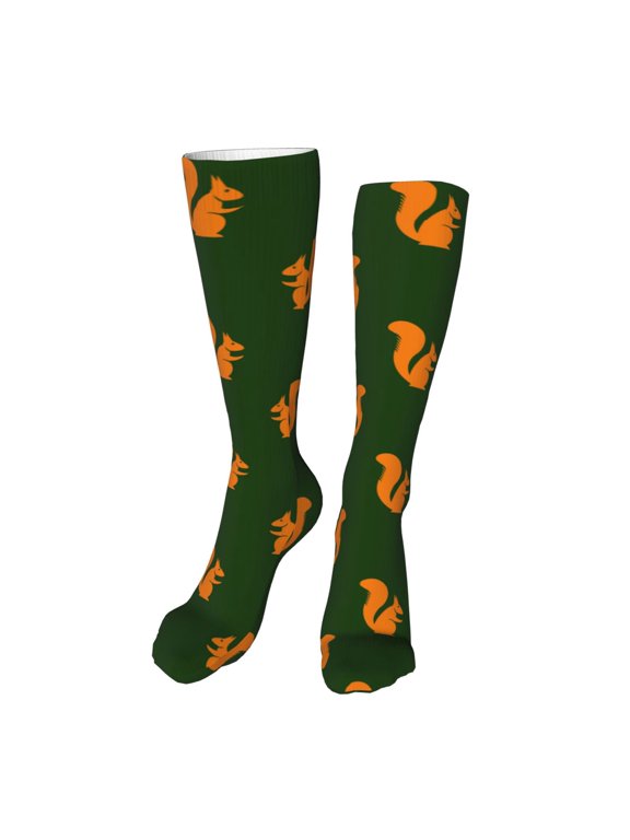 Bold Squirrel Silhouettes Funny Silky Novelty Funky Long Knee High Socks Soft 3D Print Cosplay Crazy Stockings for Men Women