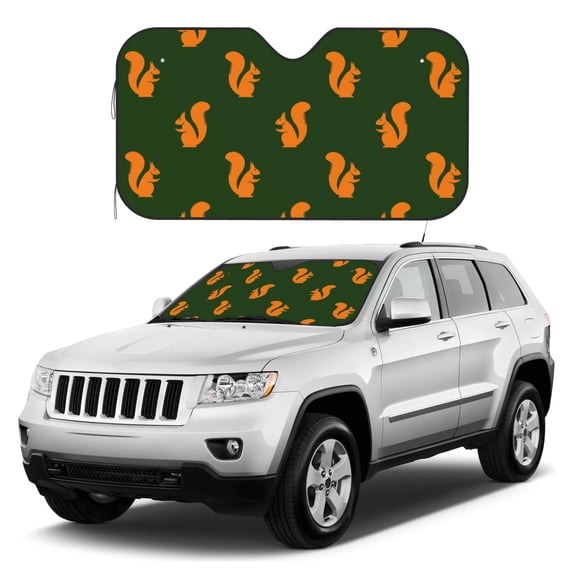 Kdxio Bold Squirrel Silhouettes Print Windshield Sun Shade, Foldable Sun Blocker for Car,Truck,SUV Automotive Interior Sun Protection,Reflective Shade for Front Windshield(Medium)