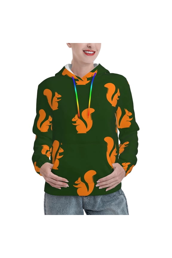 Bold Squirrel Silhouettes Print Womens Oversized Hoodies Sweatshirts Hooded Pullover Tops Sweaters Casual-Large