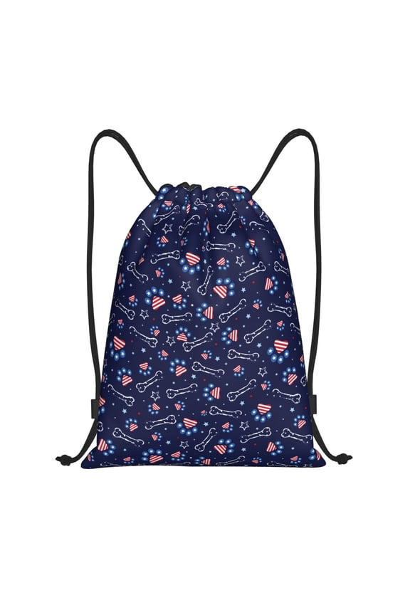 Bone And Star For American Print Drawstring Backpack Bag,Waterproof Draw String Back Sack, Gym Drawstring Bags Swim Bag For Unisex