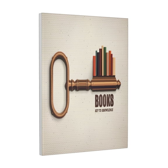 Kdxio Books Key To Knowledge Pattern Canvas Wall Art 12x16 Inches - Waterproof HD Print Solid Wood Frame for Living Room & Bathroom,Vertical