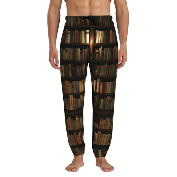 Kdxio Bookshelves Pattern Joggers,Sweatpants for Men with Pockets-Small
