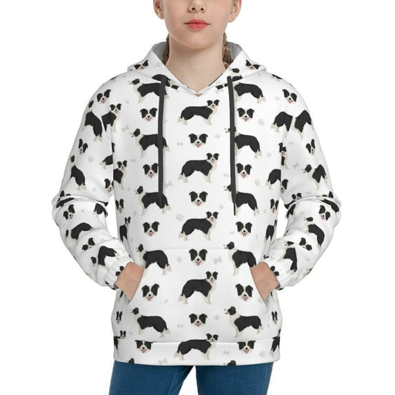 Kdxio Border Collie Dog Pattern Boys Athletic Unisex Boys Girls Hoodie with Pocket Sweatshirts-Medium