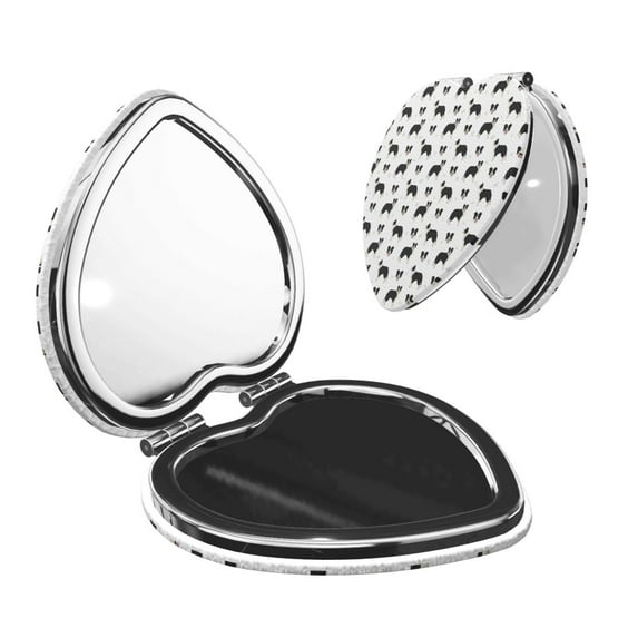 Kdxio Border Collie Dog Pocket Mirror, 1X/2X Travel Makeup Mirror 2-Sided Folding Small Mirror Portable Double-Sided Magnifying Cosmetic Mirror for Gift-Heart Shape