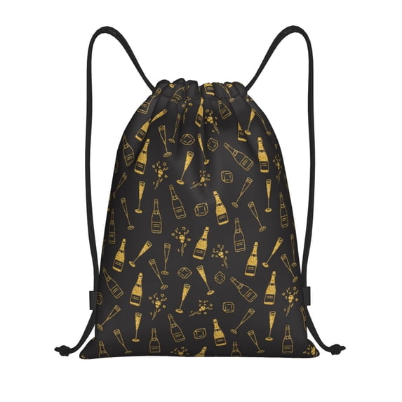 Kdxio Bottles Print Drawstring Backpack Bag,Waterproof Draw String Back Sack, Gym Drawstring Bags Swim Bag For Unisex