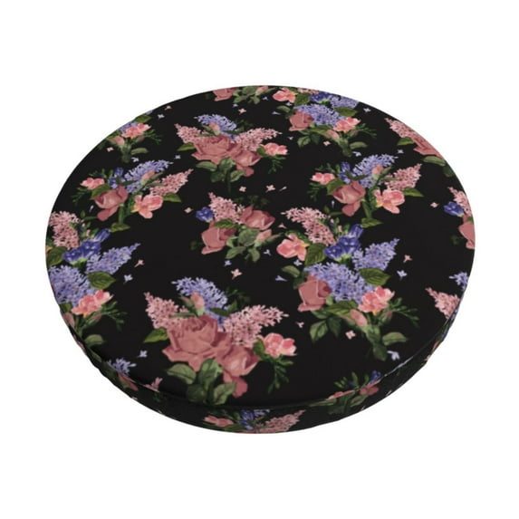 Kdxio Bouquet Print Stool Covers Round,Stretch Round Bar Stool Covers Washable Bar Stool Cushion Slipcover for 12-15 Inch Chair