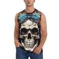 thumbnail image 1 of Kdxio Bow Flower Skull for Men's Muscle T-shirt,Sleeveless for Workout Running Athletic Gym Lounge Casual, 1 of 5