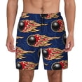 thumbnail image 1 of Kdxio Bowling Ball And Flame Print Men's Swim Trunks with Compression Liner 7 Inch Inseam Quick Dry Swim Shorts, 1 of 5