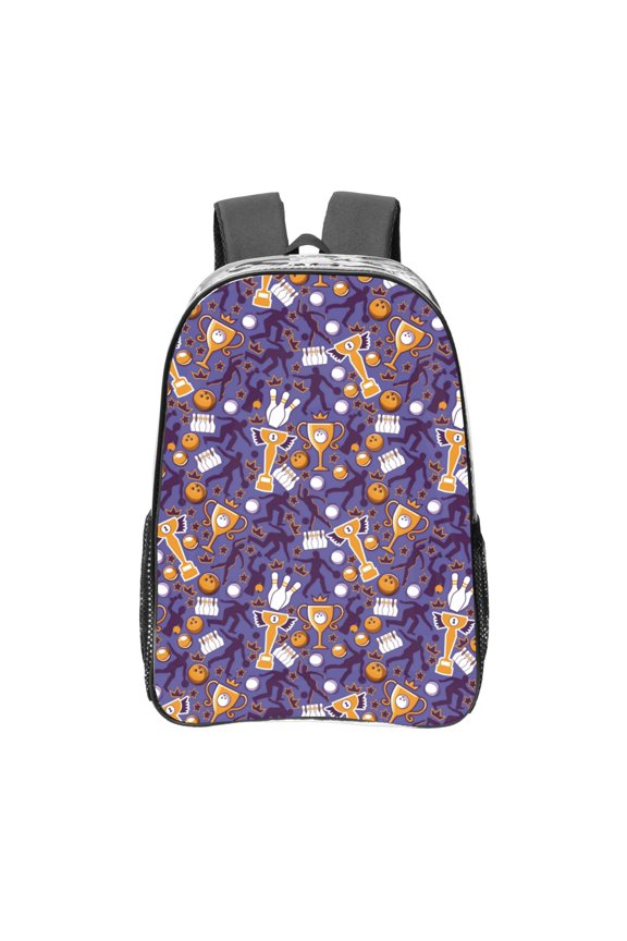 Bowling Game Clear Backpack, Transparent Bookbag for School for Women Men, Capacity Clear Bag for College, Travel