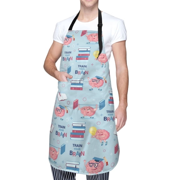 Kdxio Brain Training Apron with Pockets Adjustable Kitchen Aprons for Men Women Waterproof Aprons for Cooking,Drawing,Crafting, Baking Household Cleaning